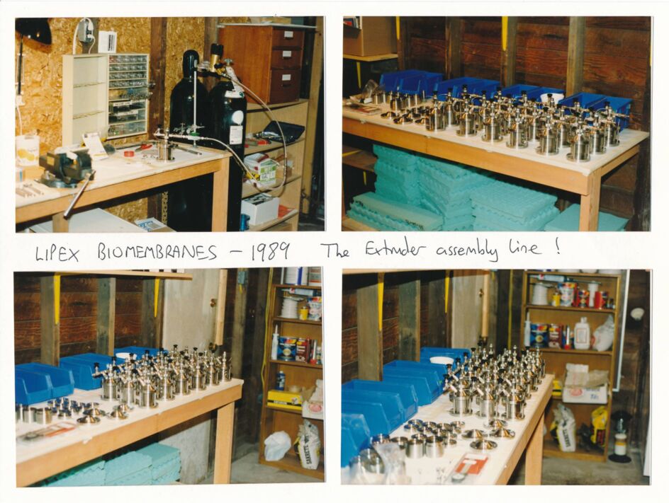 How it all started: Before LIPEX® got incorporated into Northern Lipids in 1991, the company was literally being run out of a garage. In 1989 when this photo was taken, the company operated under the name "Lipex Biomembranes".