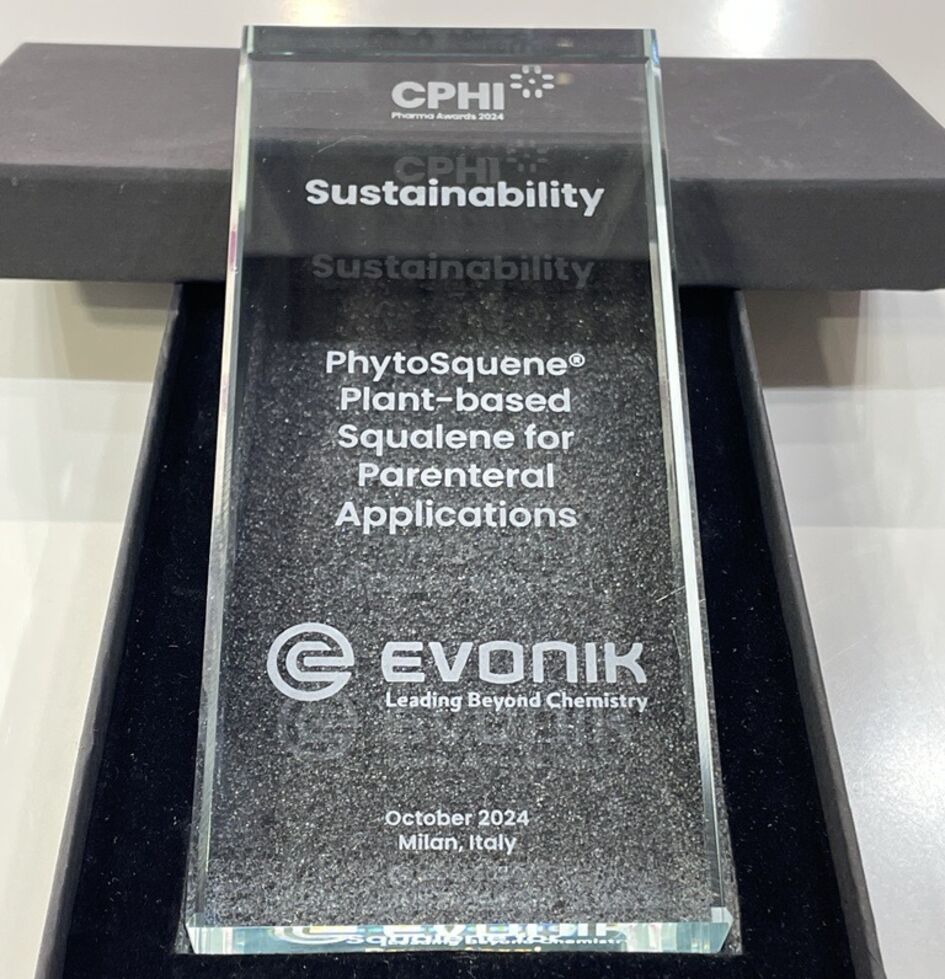 Evonik wins CPHI Pharma Award for its plant-based squalene PhytoSquene® for parenteral drug delivery applications